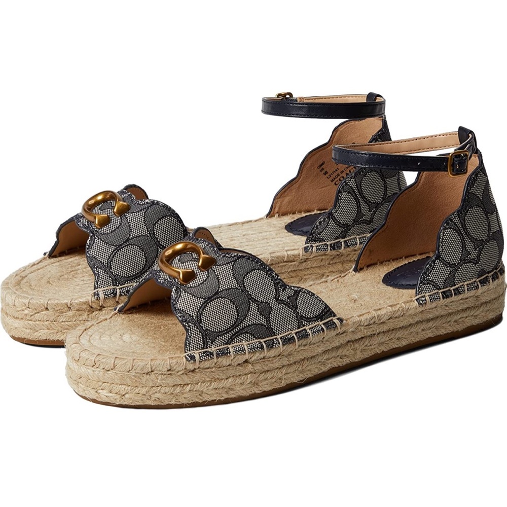 Coach Dillon Flatform Jacquard Espadrille Sandals Size 10